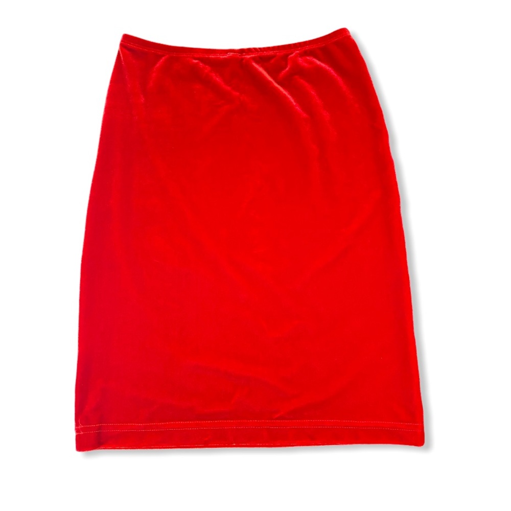 AMERICAN APPAREL RED VELVET PENCIL SKIRT